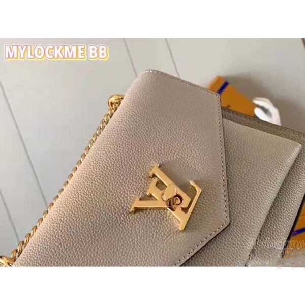 Louis Vuitton LV Women Mylockme Chain Bag Beige Soft Grained Calfskin Turn Lock (5)