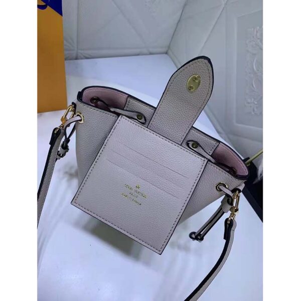 Louis Vuitton LV Women Nano Lockme Bucket Bag Greige Beige Grained Calf (11)