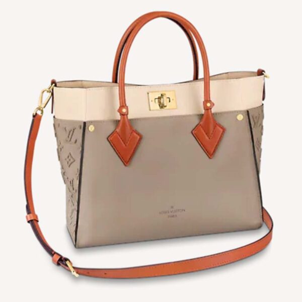 Louis Vuitton LV Women On My Side MM Tote Grey Twist Calfskin Monogram Nappa (9)