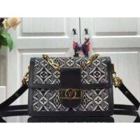 Louis Vuitton LV Women Since 1854 Dauphine MM Handbag Black Monogram Flowers Cowhide (3)