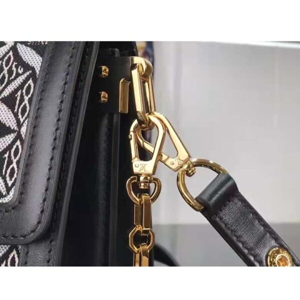 Louis Vuitton LV Women Since 1854 Dauphine MM Handbag Black Monogram Flowers Cowhide (9)