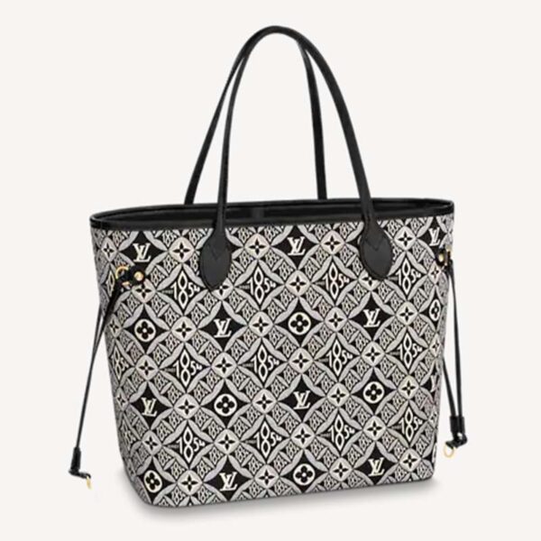 Louis Vuitton LV Women Since 1854 Neverfull MM Tote Black Monogram Flowers Canvas (10)