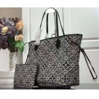 Louis Vuitton LV Women Since 1854 Neverfull MM Tote Black Monogram Flowers Canvas (10)