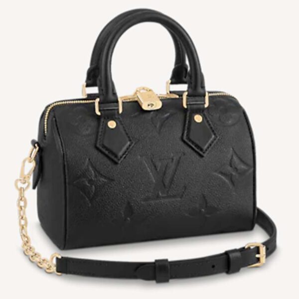 Louis Vuitton LV Women Speedy Bandoulière 20 Black Embossed Grained Cowhide Leather (5)