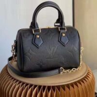 Louis Vuitton LV Women Speedy Bandoulière 20 Black Embossed Grained Cowhide Leather (5)