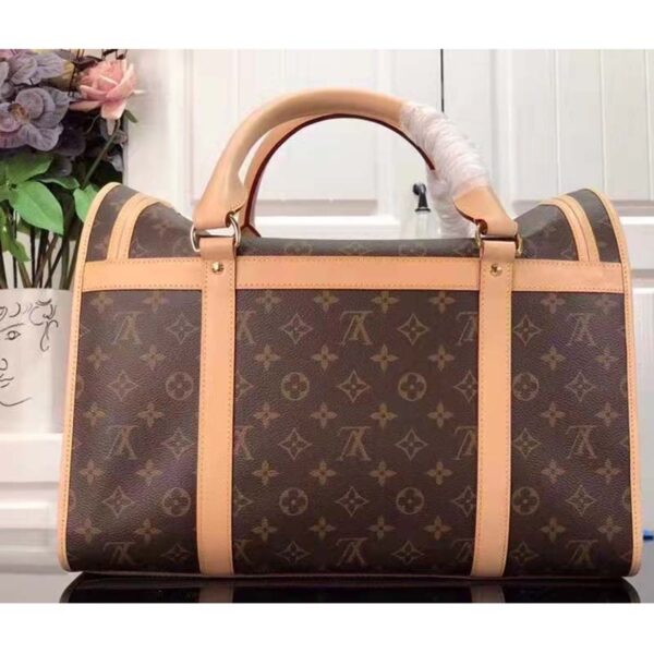 Louis Vuitton Unisex Dog Bag Carrier Brown Monogram Coated Canvas Cowhide Leather (5)