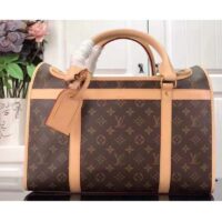 Louis Vuitton Unisex Dog Bag Carrier Brown Monogram Coated Canvas Cowhide Leather (2)