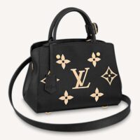 Louis Vuitton Women Montaigne BB Handbag Black Beige Embossed Grained Cowhide Leather (8)