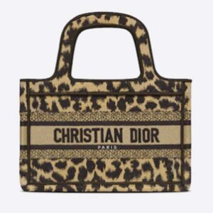 Dior Unisex CD Mini Dior Book Tote Beige Multicolor Mizza Embroidery