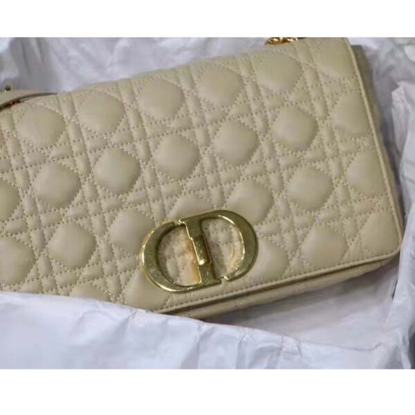 Dior Women CD Large Dior Caro Bag Beige Supple Cannage Calfskin (3)