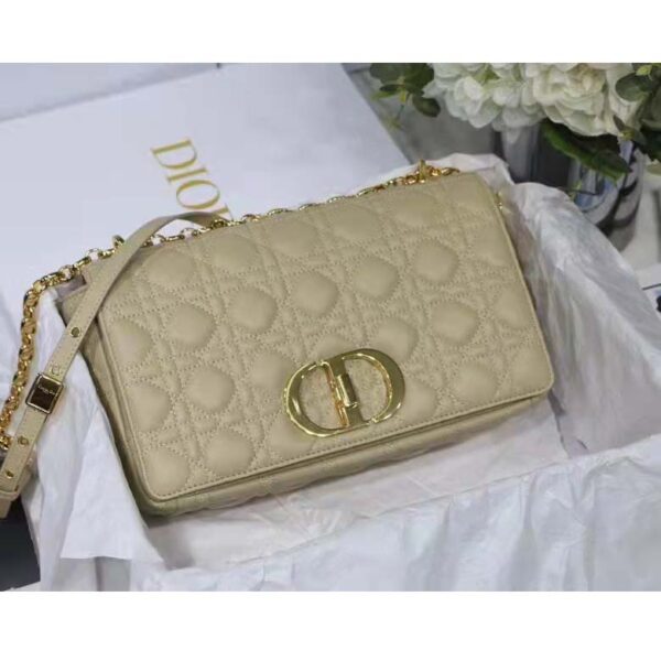 Dior Women CD Large Dior Caro Bag Beige Supple Cannage Calfskin (7)