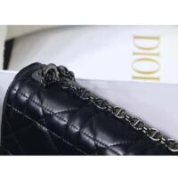 Dior Women CD Medium Dior Caro Bag Black Quilted Macrocannage Calfskin (12)