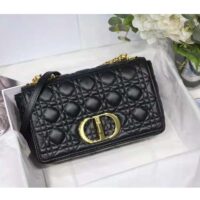 Dior Women CD Medium Dior Caro Bag Black Supple Cannage Calfskin (3)