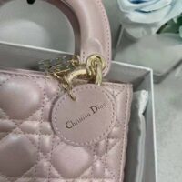 Dior Women CD Mini Lady Dior Bag Lotus Pearlescent Cannage Lambskin (5)