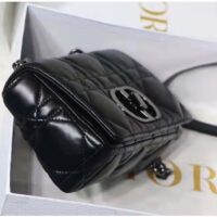 Dior Women CD Small Dior Caro Bag Black Quilted Macrocannage Calfskin (7)