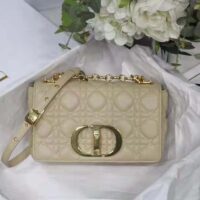 Dior Women CD Small Dior Caro Bag Ivory Supple Cannage Calfskin