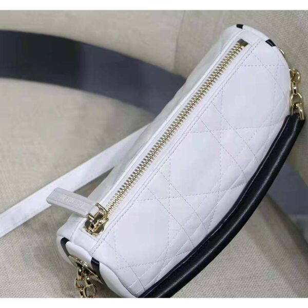 Dior Women CD Small Dior Vibe Hobo Bag White Cannage Lambskin (10)