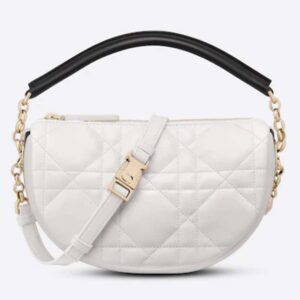 Dior Women CD Small Dior Vibe Hobo Bag White Cannage Lambskin