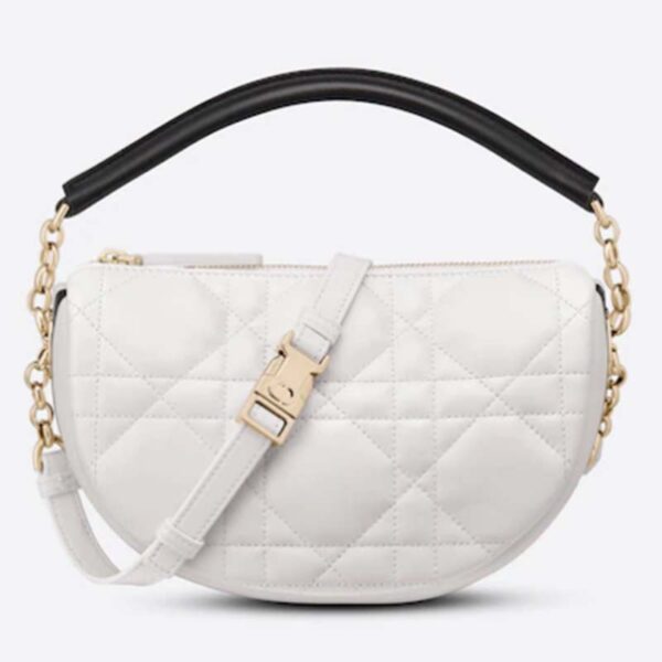 Dior Women CD Small Dior Vibe Hobo Bag White Cannage Lambskin (3)