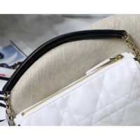 Dior Women CD Small Dior Vibe Hobo Bag White Cannage Lambskin (3)