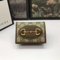 Gucci Unisex 1955 Horsebit Key Case Wallet Beige Ebony GG Supreme Canvas (2)