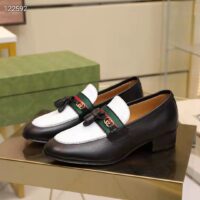 Gucci Unisex GG Loafer Web Interlocking G White Black Leather Green Red Web (1)