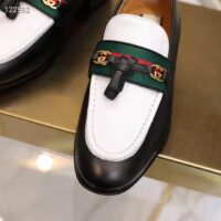 Gucci Unisex GG Loafer Web Interlocking G White Black Leather Green Red Web (1)