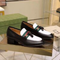 Gucci Unisex GG Loafer Web Interlocking G White Black Leather Green Red Web (1)