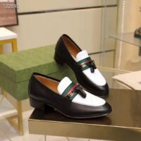 Gucci Unisex GG Loafer Web Interlocking G White Black Leather Green Red Web (1)