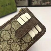 Gucci Unisex GG Ophidia Card Case Beige Ebony GG Supreme Double G (7)