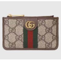 Gucci Unisex GG Ophidia Card Case Beige Ebony GG Supreme Double G (7)