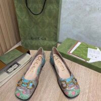 Gucci Unisex GG Tiger Ballet Flat Horsebit Tiger Flower Beige Ebony Supreme Canvas (5)