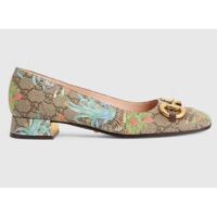 Gucci Unisex GG Tiger Ballet Flat Horsebit Tiger Flower Beige Ebony Supreme Canvas (5)