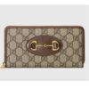 Gucci Unisex Gucci 1955 Horsebit Zip Around Wallet Beige Ebony GG Supreme Canvas