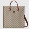 Gucci Unisex Medium Tote Interlocking G Beige Ebony Brown GG Supreme Canvas