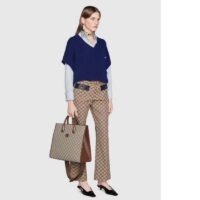 Gucci Unisex Medium Tote Interlocking G Beige Ebony GG Supreme Canvas (2)