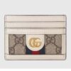 Gucci Unisex Ophidia Card Case Beige Ebony GG Supreme Canvas Double G