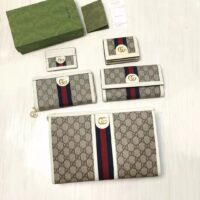 Gucci Unisex Ophidia Card Case Beige Ebony GG Supreme Canvas Double G (5)