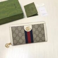 Gucci Unisex Ophidia Card Case Wallet Web Beige Ebony GG Supreme Canvas (9)