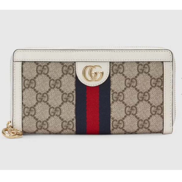 Gucci Unisex Ophidia Card Case Wallet Web Beige Ebony GG Supreme Canvas (9)