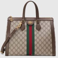 Gucci Unisex Ophidia GG Medium Tote Bag Beige Ebony GG Supreme Canvas (7)