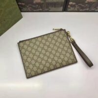 Gucci Unisex Ophidia Pouch Web Beige Ebony GG Supreme Canvas Double G (4)