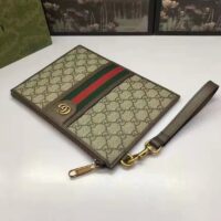 Gucci Unisex Ophidia Pouch Web Beige Ebony GG Supreme Canvas Double G (4)