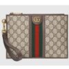 Gucci Unisex Ophidia Pouch Web Beige Ebony GG Supreme Canvas Double G