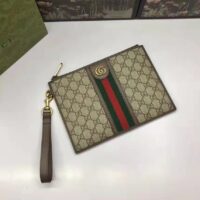 Gucci Unisex Ophidia Pouch Web Beige Ebony GG Supreme Canvas Double G (4)