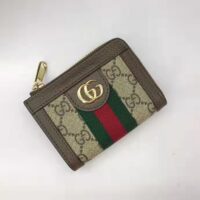 Gucci Unisex Ophidia Zip Around Wallet Beige Ebony GG Supreme Canvas (2)