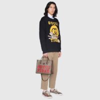 Gucci Unisex Tiger GG Small Tote Bag Beige Ebony GG Supreme Canvas (9)