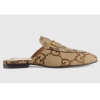 Gucci Unisex jumbo GG Princetown Slipper Camel Ebony Jumbo GG Canvas (5)