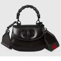 Gucci Women Bamboo 1947 Mini Top Handle Bag Black Leather Bamboo Hardware (6)