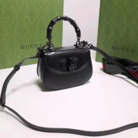 Gucci Women Bamboo 1947 Mini Top Handle Bag Black Leather Bamboo Hardware (6)